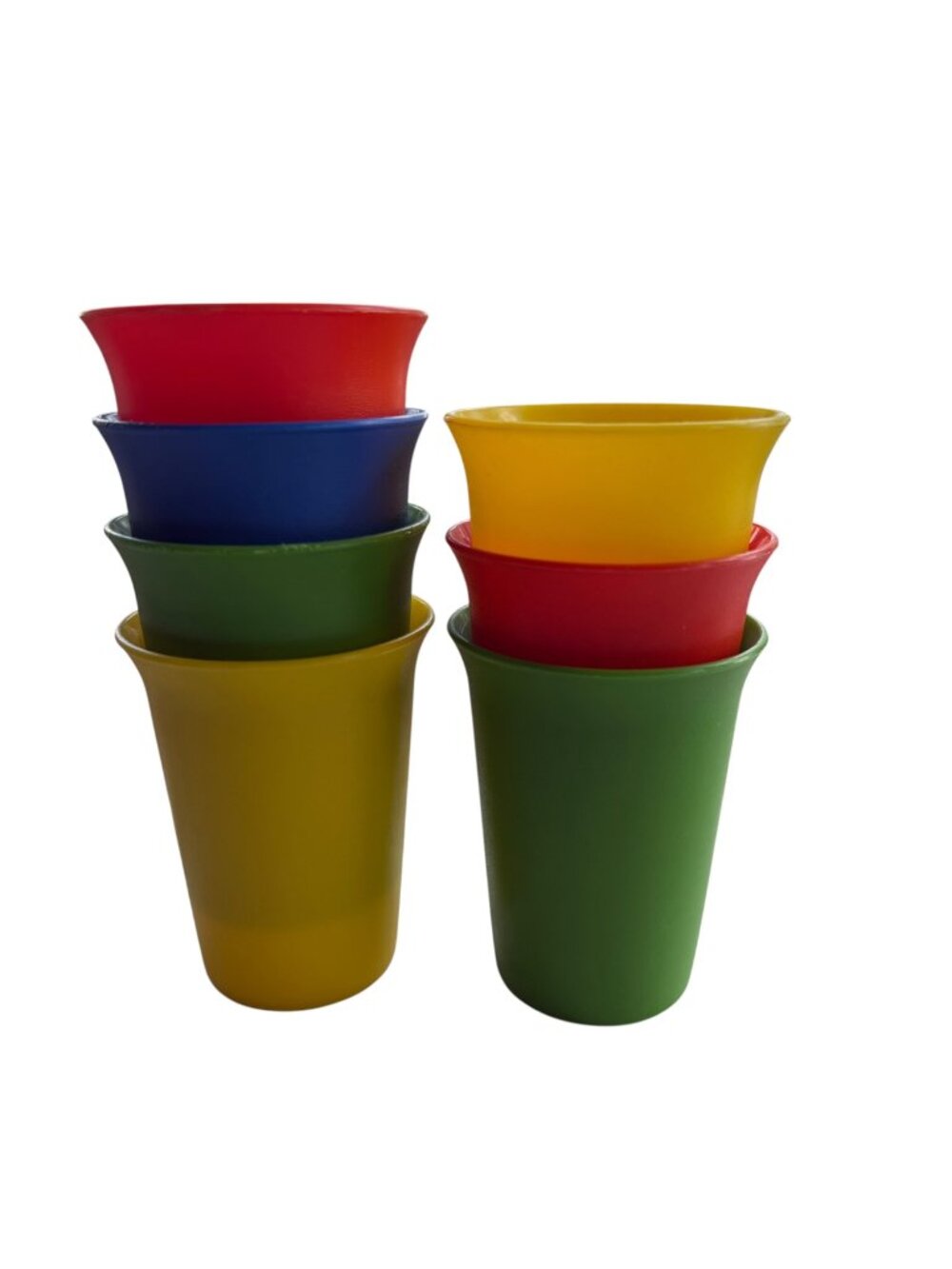 Vintage Tupperware Plastic Children's Primary Color Bell Tumbler Cups